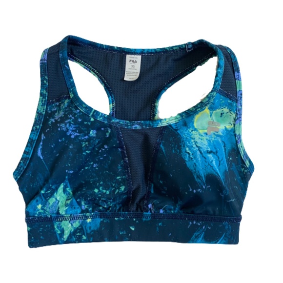 FILA SPORT Sports Bra Performance Medium Workout Wire Free Blue X-Small - Picture 2 of 5